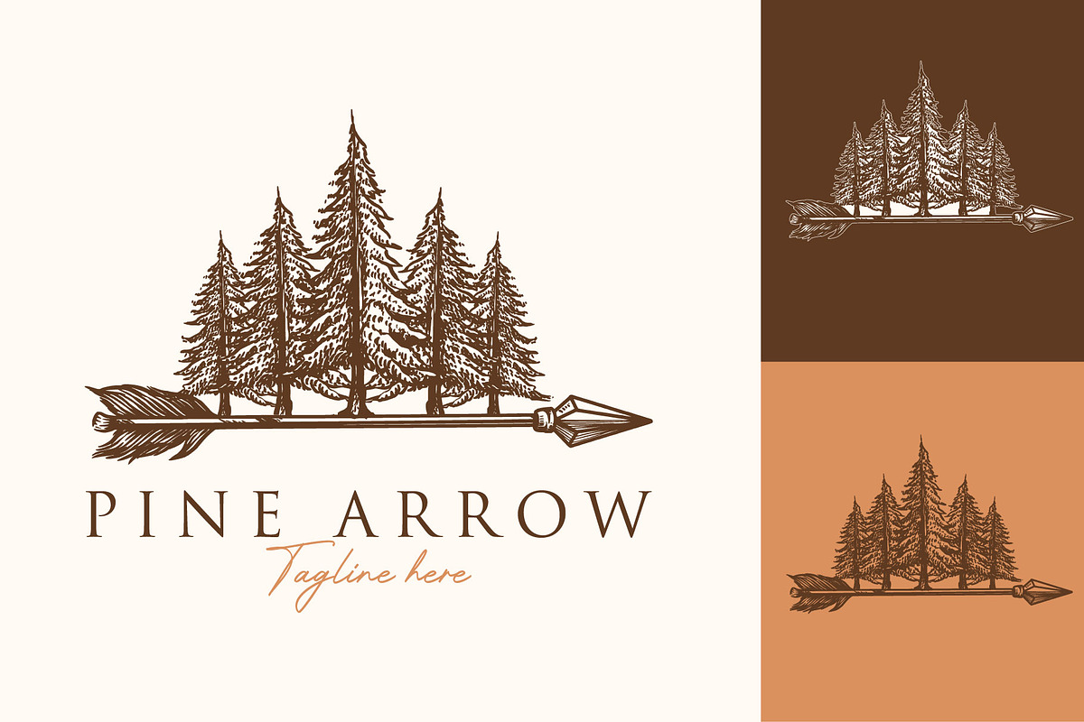 Vintage retro Pines cedar tree, a Branding & Logo Template by Vinsvectory (Photo 1 of 3)