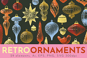 RETRO CHRISTMAS ORNAMENTS: clipart, a Seasonal Illustration by Elliko shop (Thumbnail 1 of 7)