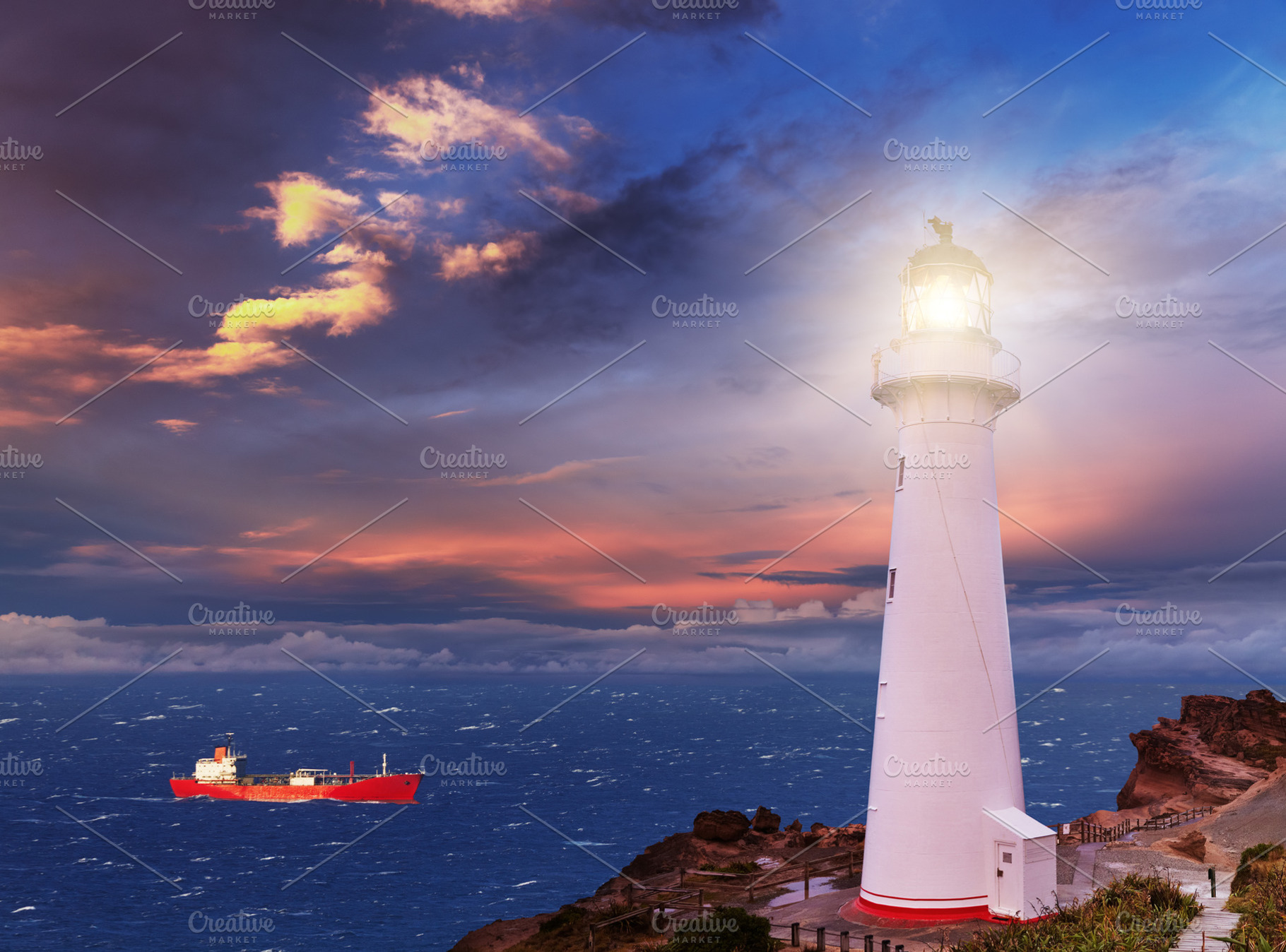 Seascape with lighthouse, a Nature Photo by Shop Name