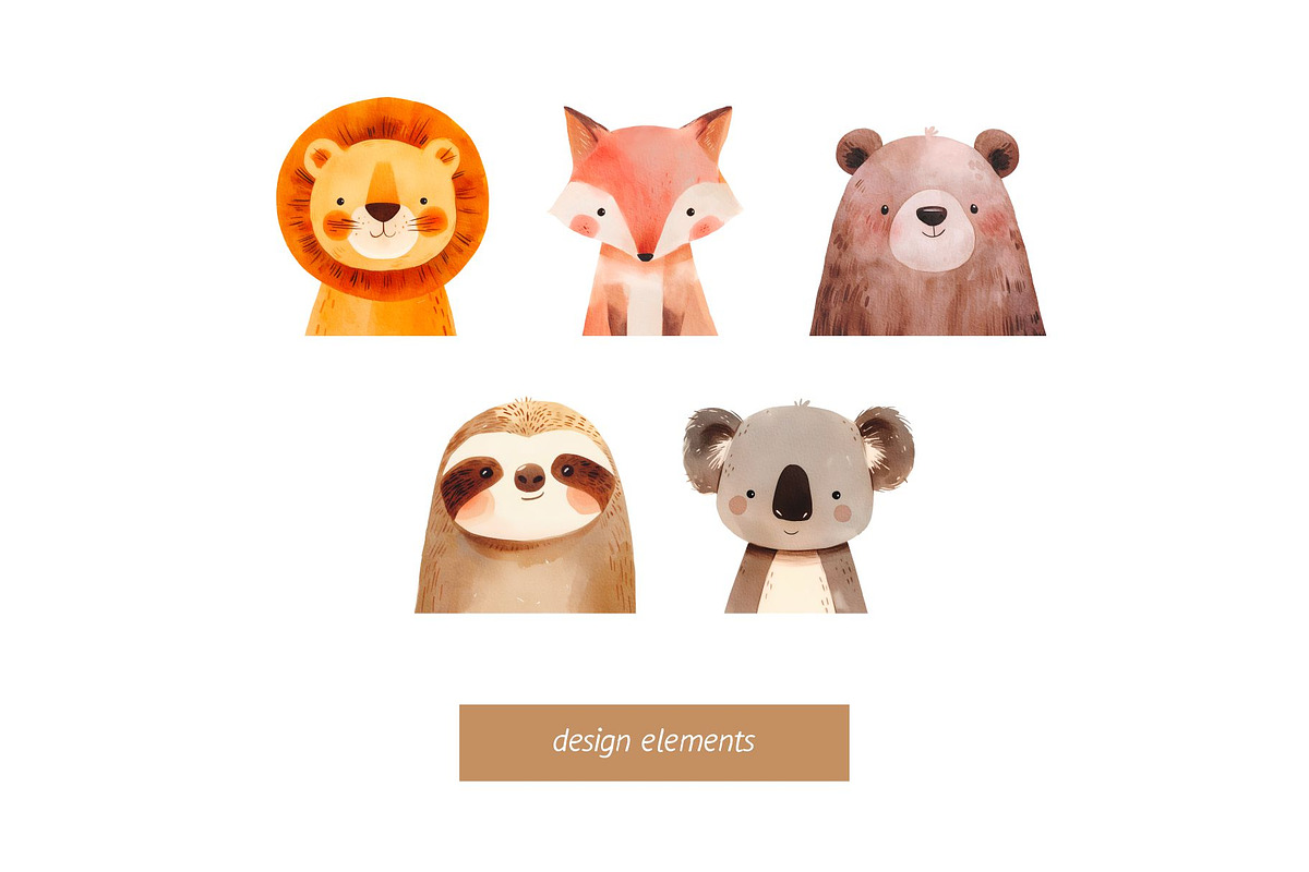 Cute Animals Portraits, a Decorative Illustration by MilaCreator (Photo 4 of 7)