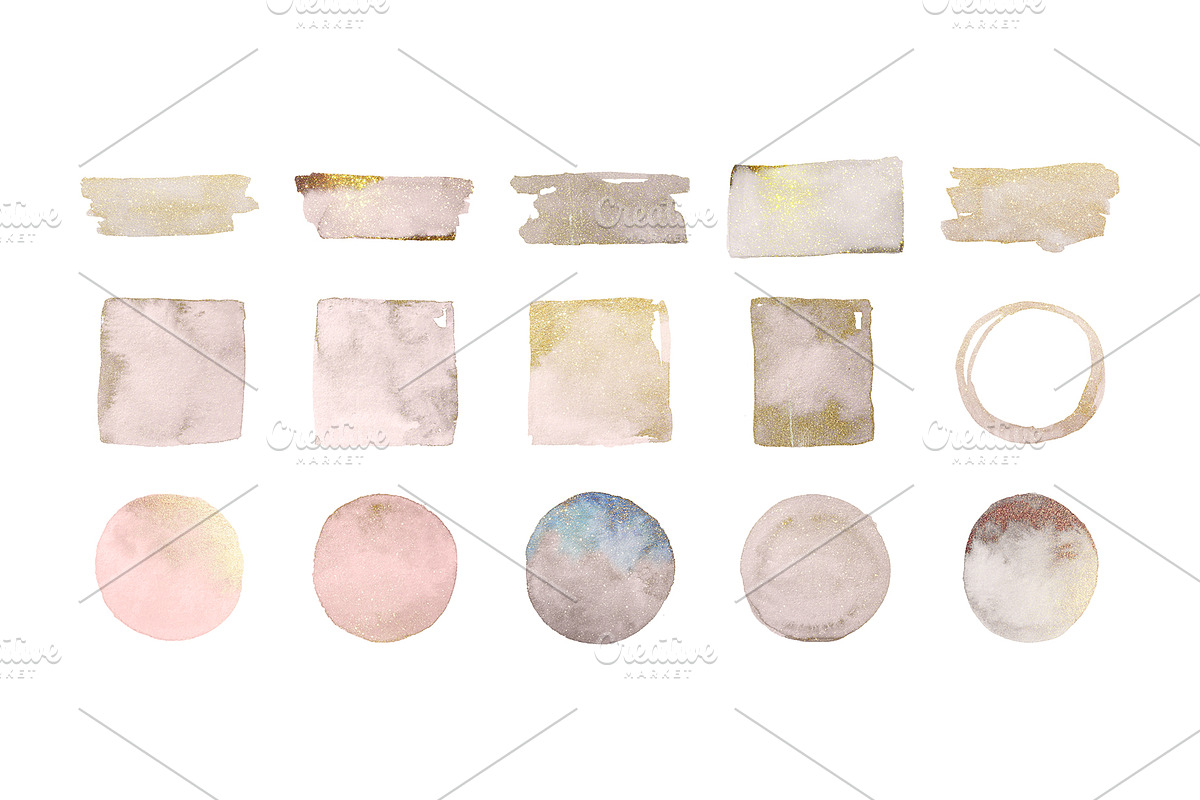 Gold Touched Watercolor Shapes, an Object Graphic by OM Creativ (Photo 5 of 6)