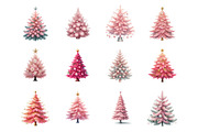 Watercolor Pink Christmas Tree PNG, an Illustration by SinaCreation (Thumbnail 2 of 7)
