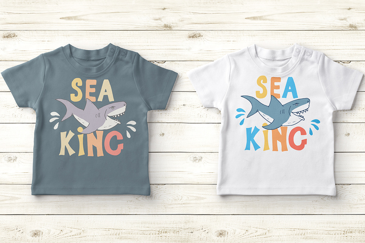 Cute Sharks Set and Patterns, an Animal Illustration by Lemon Workshop (Photo 2 of 16)