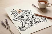 Cute Wizard Coloring Book Page Vol4, a Seasonal Illustration by ikarifq shop (Thumbnail 4 of 5)