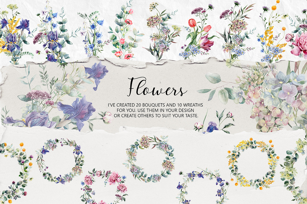 Set of watercolor flowers, a Decorative Illustration by RushkinaAntonina (Photo 8 of 11)