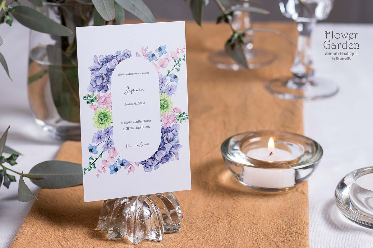 Flowers Watercolor Clipart, a Decorative Illustration by BalanceUA (Photo 6 of 16)