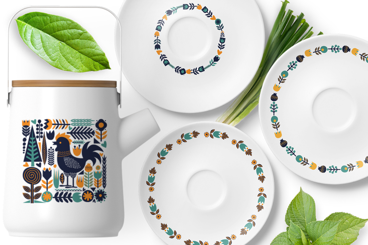 Birds and Blooms-folk art set, a Background Graphic by ComelyPics Shop (Photo 5 of 12)