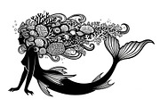 Fantasy Flowing Hair Mermaid Bundle, an Illustration by jahid234 (Thumbnail 15 of 31)