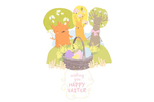 Cartoon Spring Blooming Trees and, an Object Illustration by Maria Starus