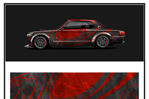 Stylish Red-Patterned Cars, an Object Illustration by CarWrap design