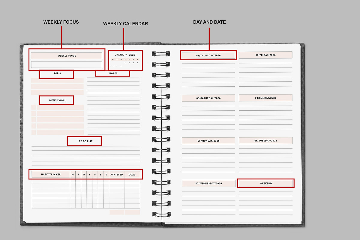Ultimate Planner Bundle Pack 2026-28, a Stationery Template by Design Zone (Photo 6 of 9)
