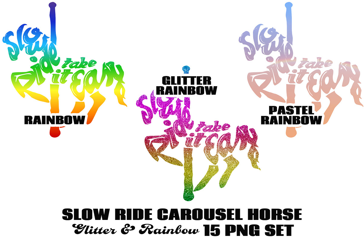 Rainbow & Glitter Carousel Horse PNG, an Illustration by AlexandHer Digital Art (Photo 4 of 8)