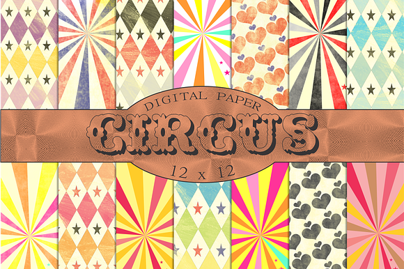 Vintage Circus Patterns Papers