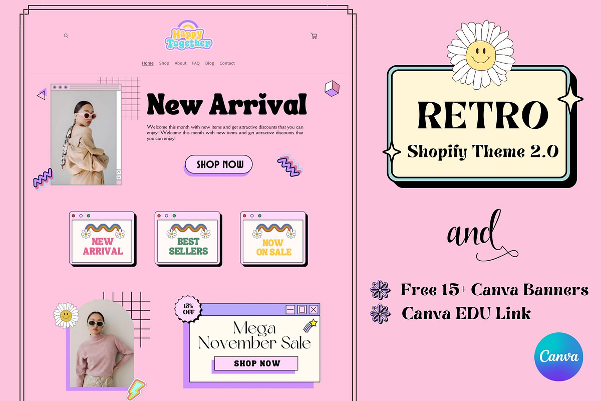 Retro Vintage Pink Shopify Theme, a Shopify Template by DaisyStudio (Photo 1 of 10)