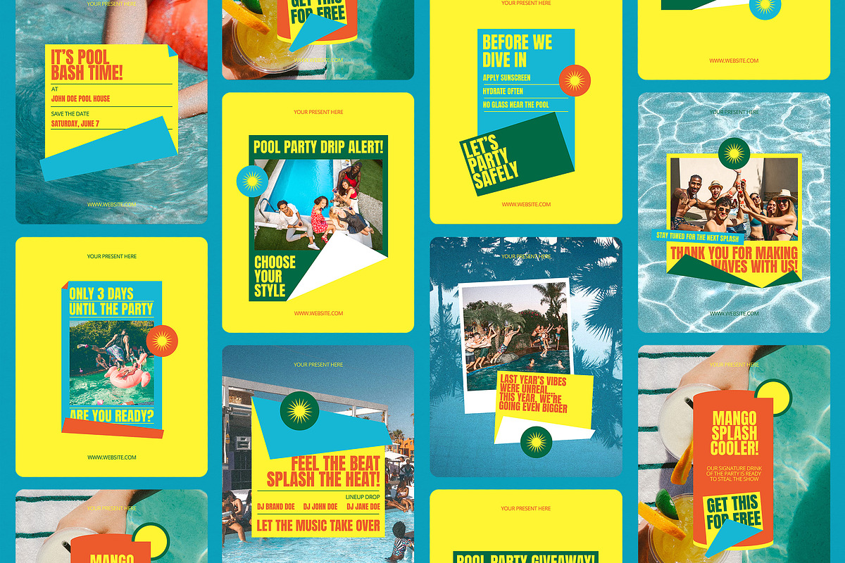 Pool Party Instagram Templates, a Social Media Template by Supanium Studio (Photo 5 of 5)