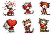 Whimsical Valentine's Cat Clipart, an Illustration by Dream Creation (Thumbnail 5 of 7)
