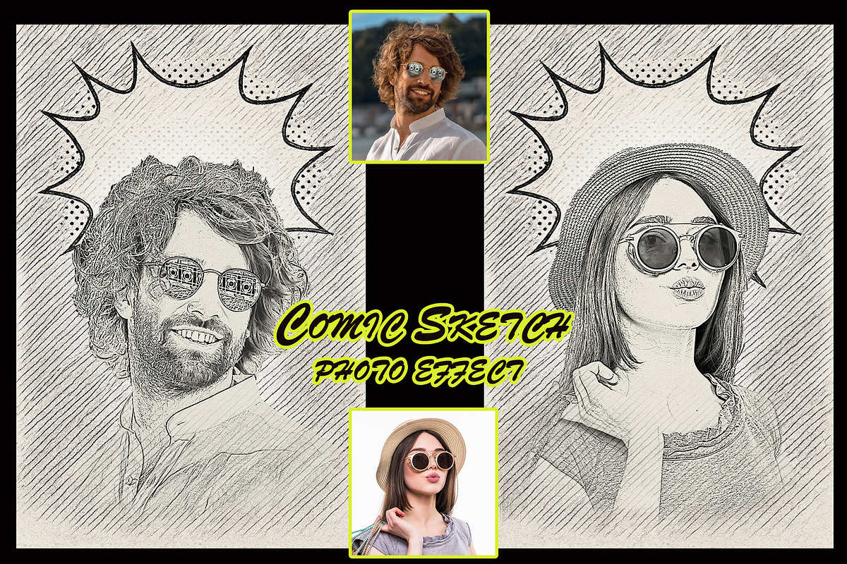 Comic Sketch FX Photoshop Template, an Action Add-On by 3d_model_tifotizi (Photo 1 of 2)