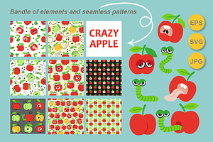 Seamless pattern Crazy Apple