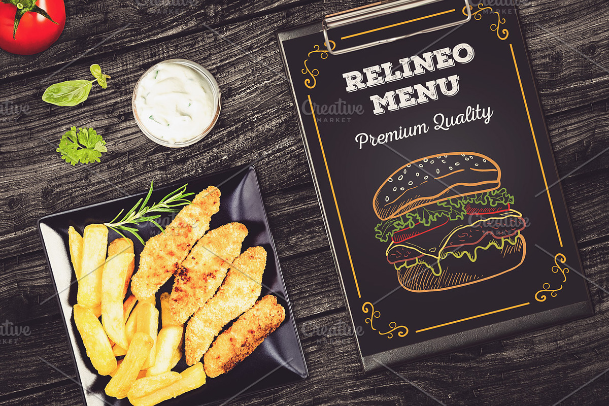 Fast Food Menu Mock-up #6, a Product Mockup by relineo.mock-ups