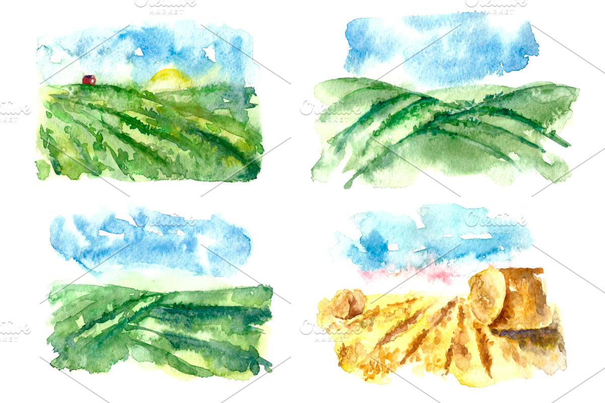 Watercolor Organic Farm, a Food Illustration by Vikeriya (Photo 4 of 7)