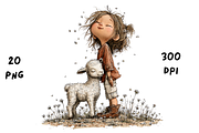 Whimsical Floral Girl & Lamb, an Animal Illustration by GiraffeCreative (Thumbnail 7 of 20)