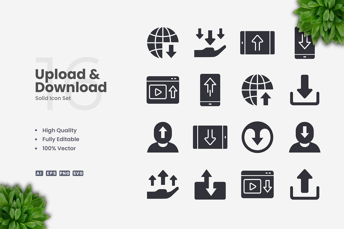 Upload and Download Solid Icons, an Icon by Upnowgraphic