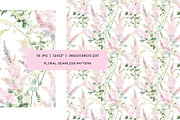 Watercolor pink flowers patterns set, a Pattern Graphic by Art and Funny (Thumbnail 6 of 8)