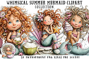 Whimsical Summer Mermaid Clipart, an Illustration by OK Design (Thumbnail 1 of 6)