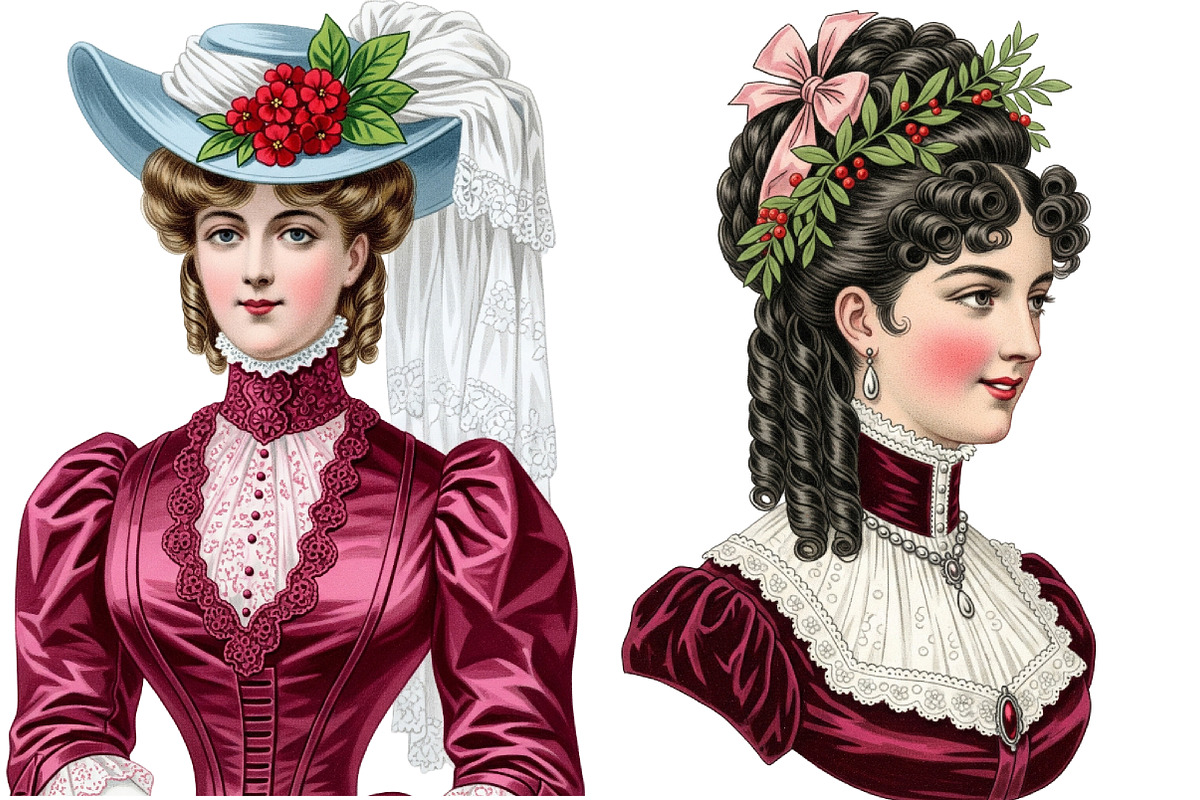 Victorian Christmas Ladies Clipart, an Illustration by DreamArtGraphic (Photo 3 of 5)