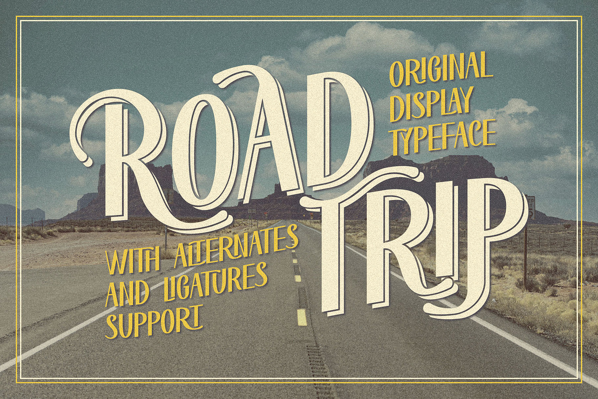 Road Trip - Retro Label Font, a Sans Serif Font by JumboDesign (Photo 1 of 5)