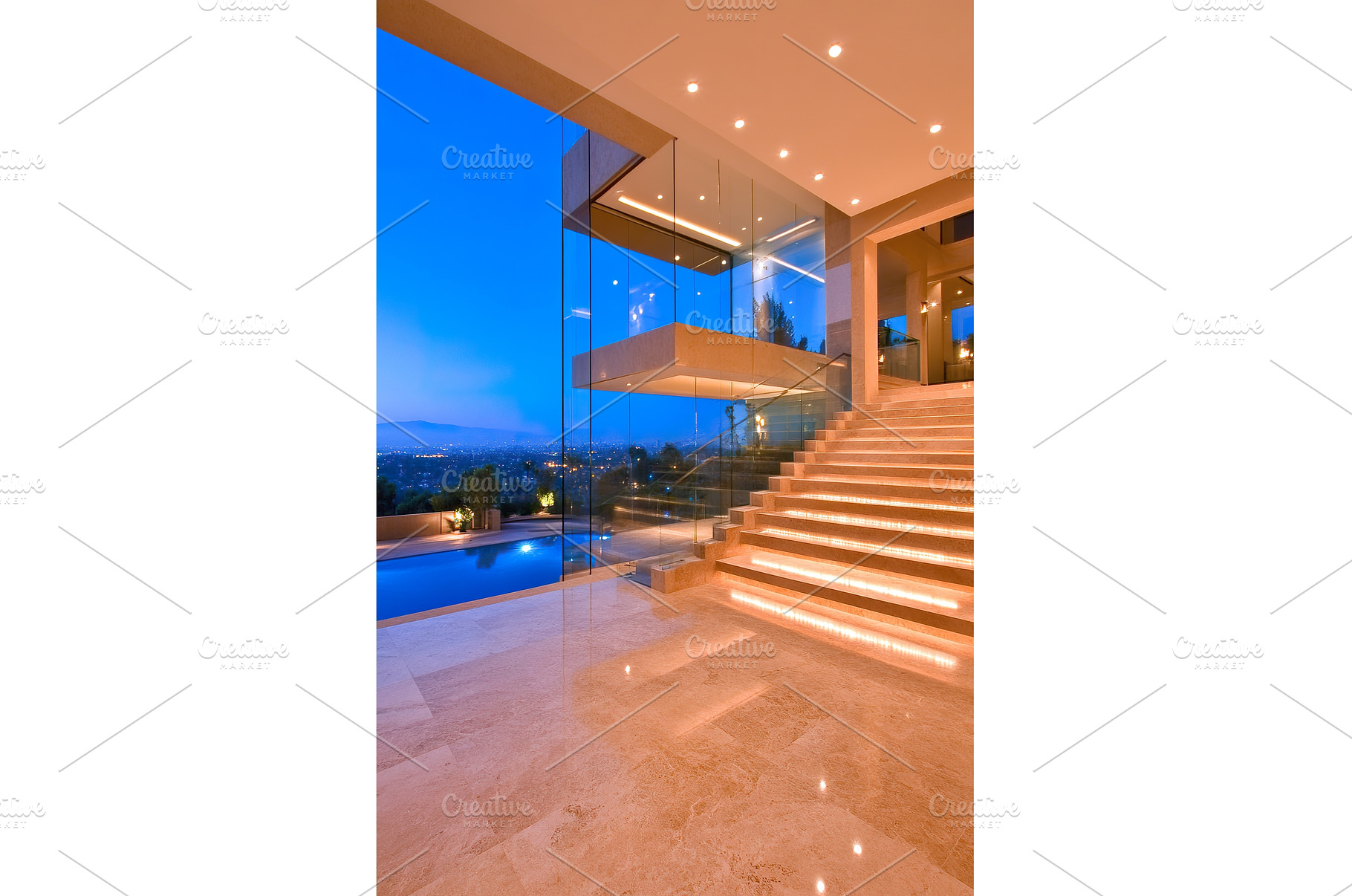 Illuminated Staircase in Modern Home, an Architecture Photo by Lermont51