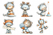 Whimsical Christmas Cat Clipart, an Illustration by Daily.Designs (Thumbnail 5 of 5)