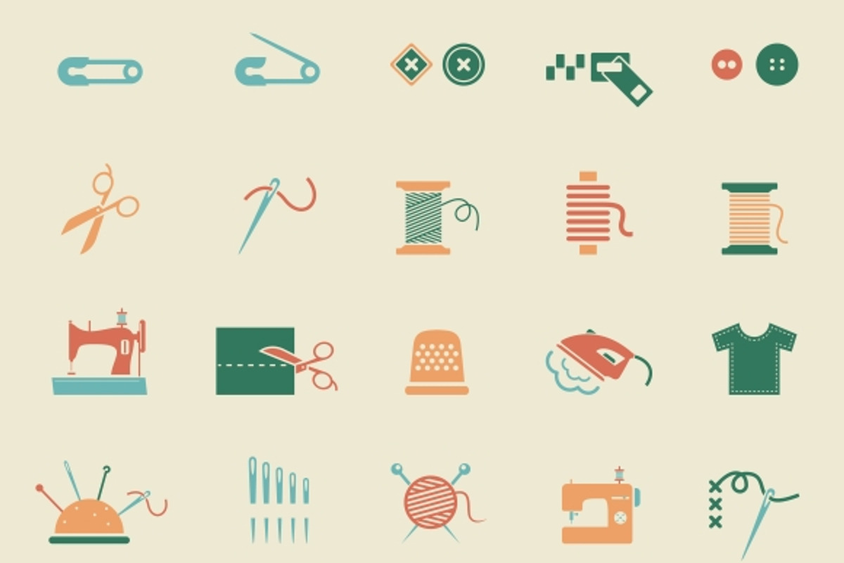 Sewing equipment & needlework icons