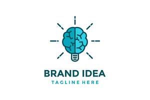 Light bulb and brain Logo isolated, a Branding & Logo Template by jundio studio