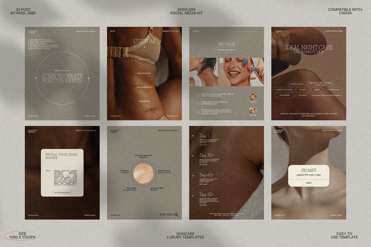 Curated Skincare Canva Posts preview 4
