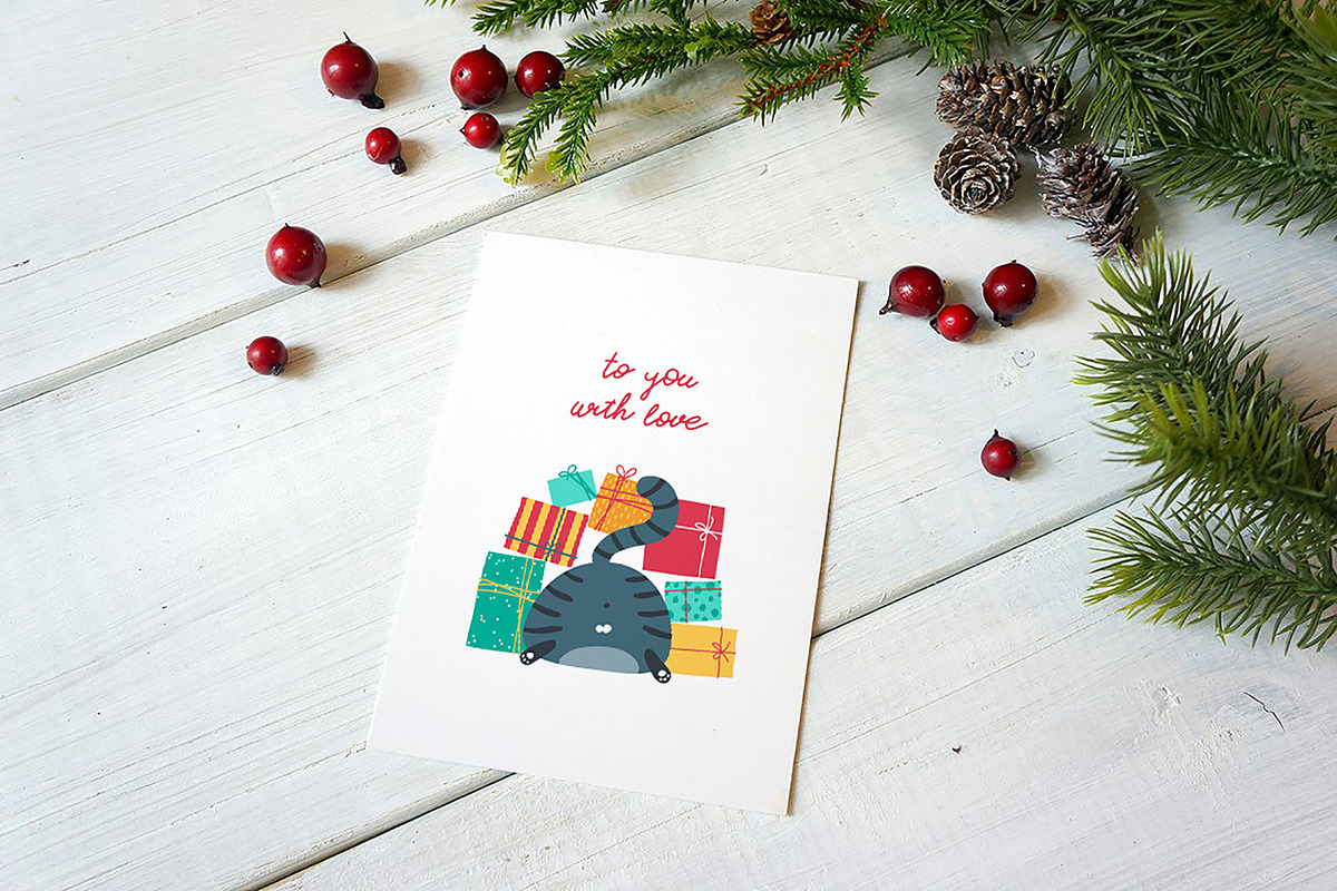 Cute fat cats. Christmas collection., a Decorative Illustration by Svitlana Kharchuk (Photo 8 of 15)