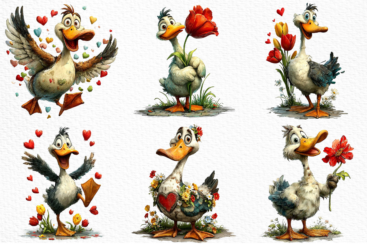 Spring & Valentine Goose Clipart, an Illustration by Craft Nest (Photo 4 of 11)
