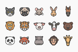 Cute Vector Animal Faces