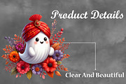 Halloween Ghost With Flower Clipart, a Seasonal Illustration by Craft Nest (Thumbnail 3 of 5)