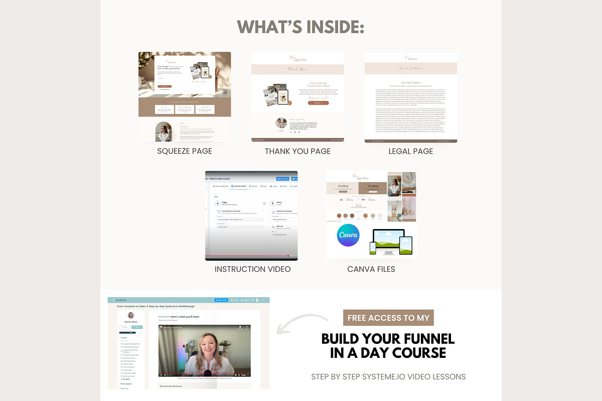 Systeme.io Brown Lead Funnel, a Landing Page Template by Hayley's Digital Hub (Photo 3 of 10)