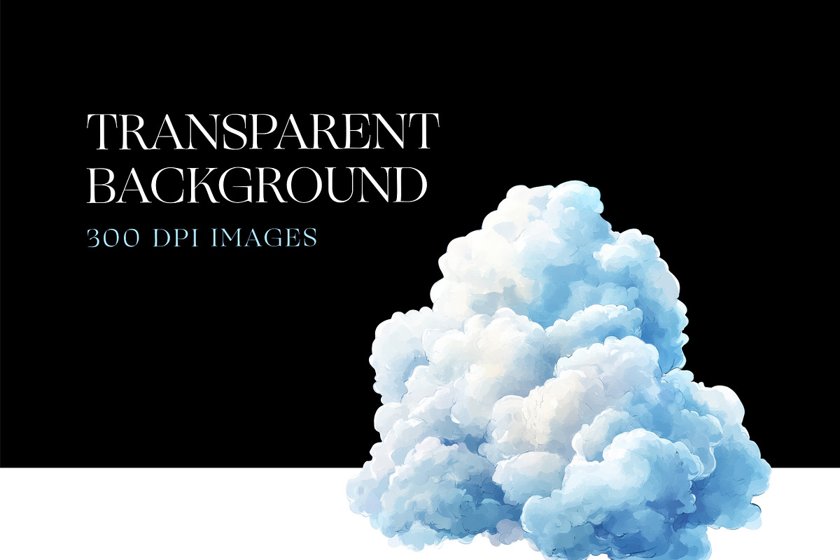 Watercolor Clouds Clipart, Cloud PNG, a Decorative Illustration by BrushstrokeArtGB (Photo 7 of 9)