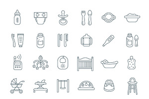 Baby Care Flat Vector Icons