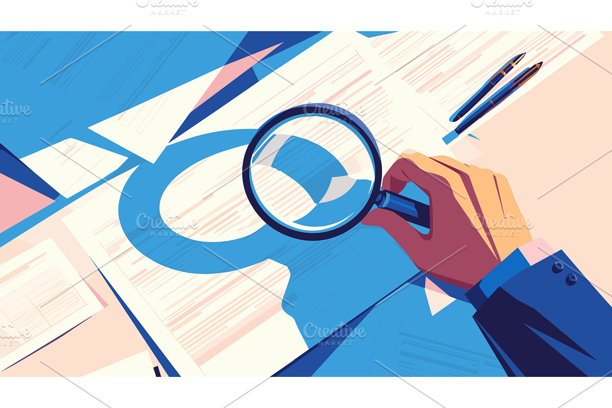 Hand magnifying glass. Cartoon, a Person Illustration by Stock-Smart-Start