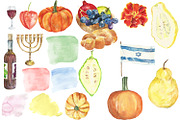 Watercolor Happy Sukkot set, an Illustration by DollyPotterson (Thumbnail 3 of 6)