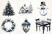 Watercolor Moody Christmas Clipart, an Illustration by Libby Wishes (Thumbnail 3 of 7)