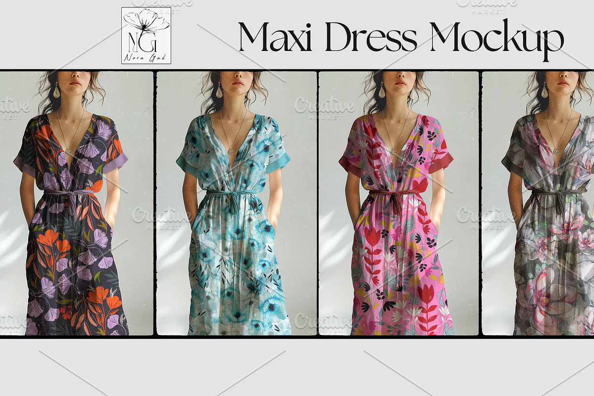 Maxi Dress Mockup, an Apparel Mockup by Nora Gad (Photo 1 of 14)