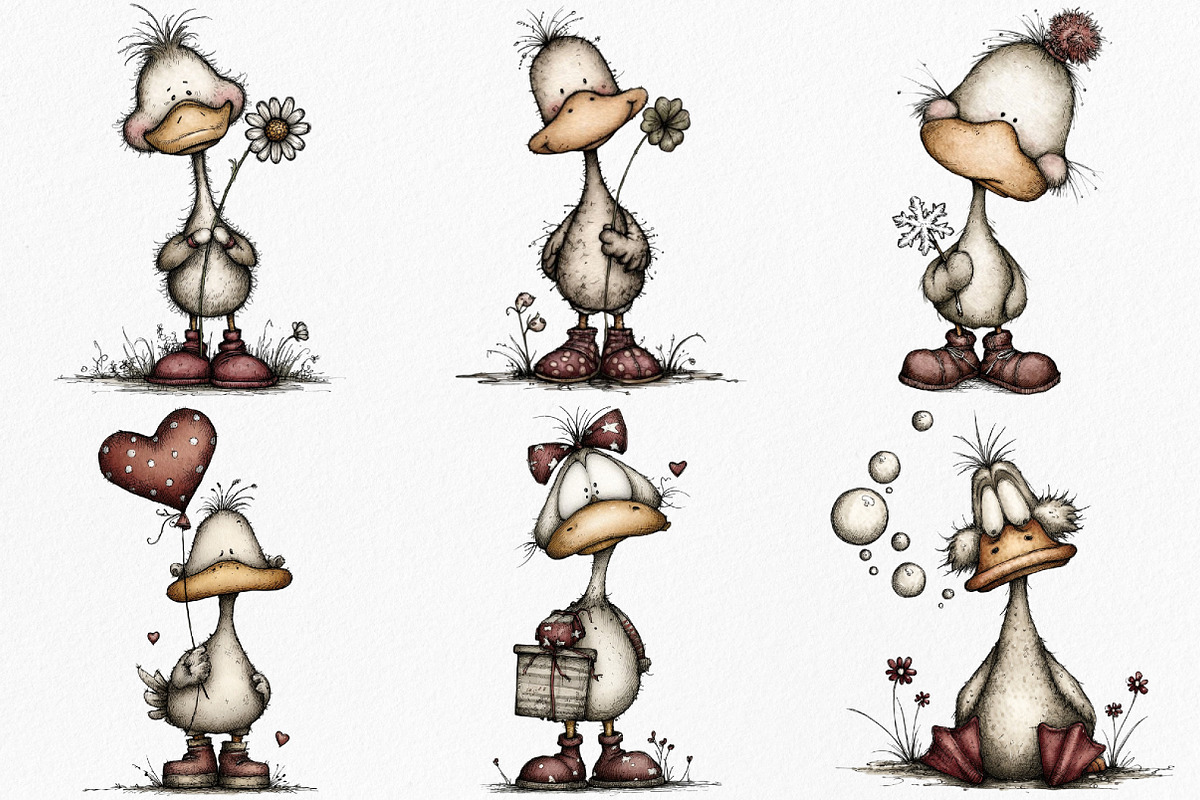 Whimsical Geese Clipart Bundle, an Illustration by Canvas Craft (Photo 4 of 7)