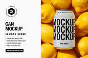 Can Mockup - Lemons Scene, a Packaging Mockup by TD Mockup (Thumbnail 1 of 2)