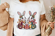 Faux Embroidery Christmas Bunny Fami, an Illustration by CrexoraLab (Thumbnail 2 of 6)