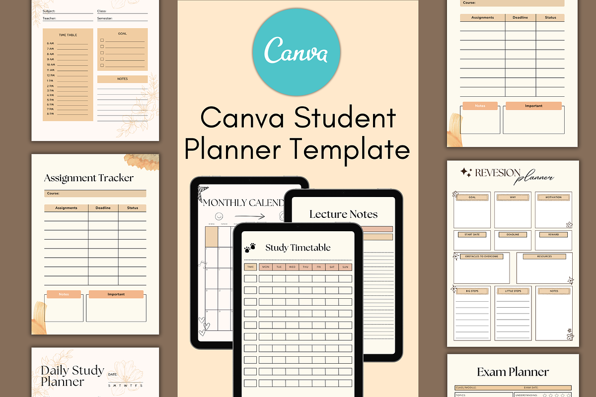 Canva Aesthetic Student Planner, a Stationery Template by WynterLife Studio (Photo 1 of 9)